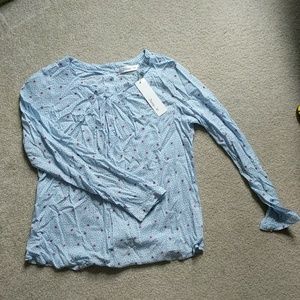 Modcloth blue long sleeve back button blouse